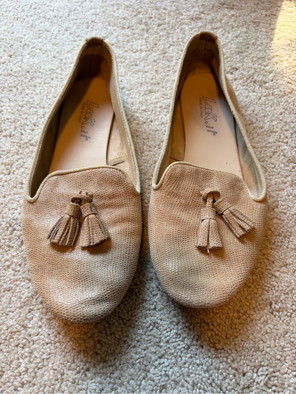 Neutral Tassel Loafers — Beige Slip-On Flats